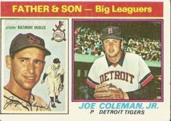 Baseball card of Father and Son, Joe and Joe Jr Coleman